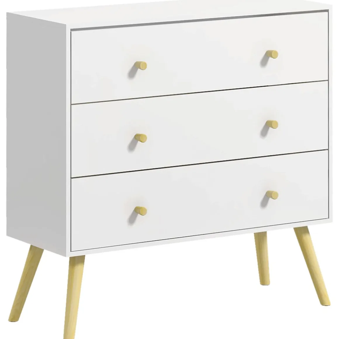 Cómoda Dominica Homcom 3 cajones blanco 80x80x30 cm