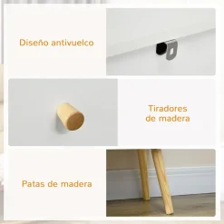Cómoda Dominica Homcom 3 cajones blanco 80x80x30 cm