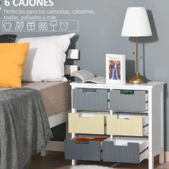 Cómoda Durham Homcom 6 cajones multicolor 58x62x28 cm