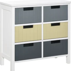 Cómoda Durham Homcom 6 cajones multicolor 58x62x28 cm