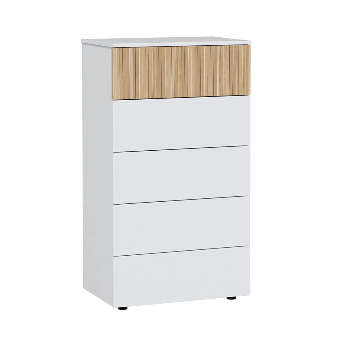 Cómoda Ethna 5 cajones blanco/natural 109x61x40 cm