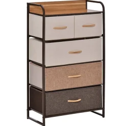 Cómoda Homcom 5 cajones de lino marrón 99x58x29 cm