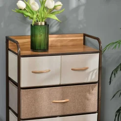 Cómoda Homcom 5 cajones de lino marrón 99x58x29 cm