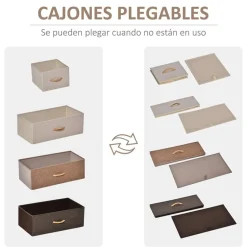 Cómoda Homcom 5 cajones de lino marrón 99x58x29 cm
