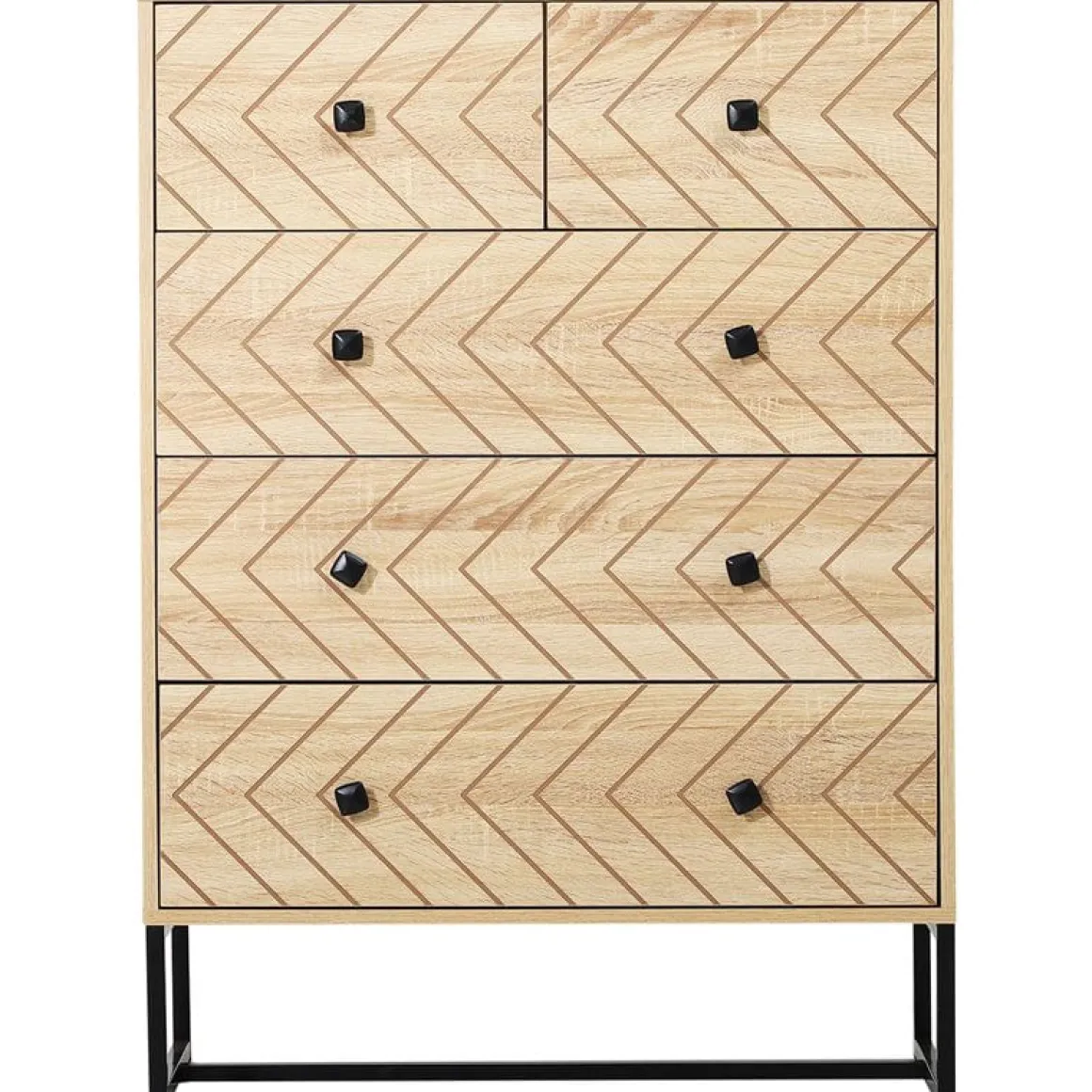 Cómoda Homcom 5 cajones diseño geométrico natural/negro 110x80x39,5 cm
