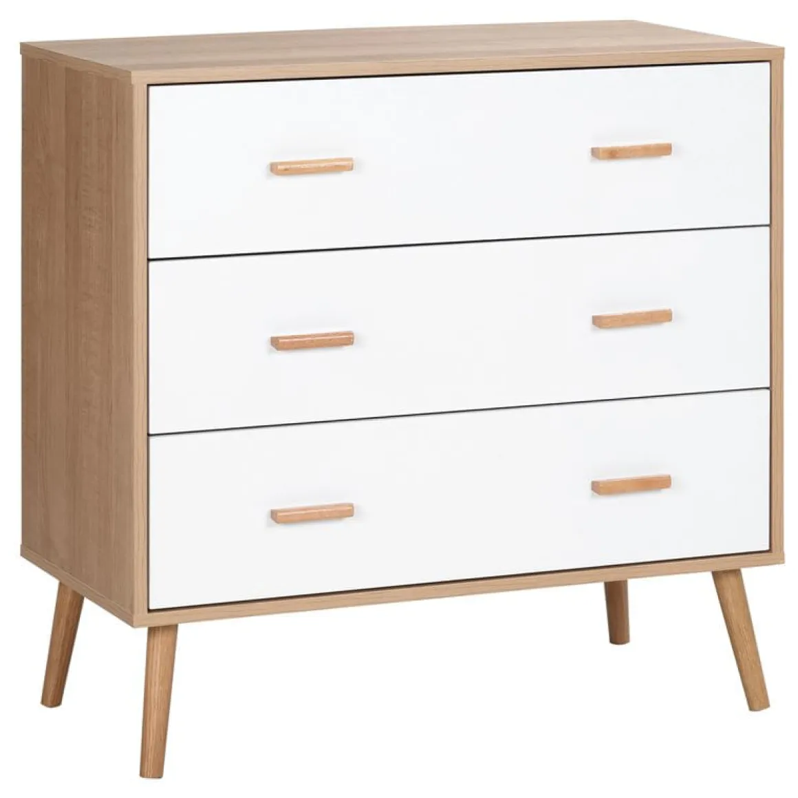 Cómoda Homcom 3 cajones natural/blanco 80x80x39 cm