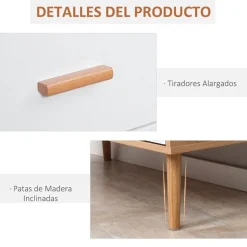 Cómoda Homcom 3 cajones natural/blanco 80x80x39 cm