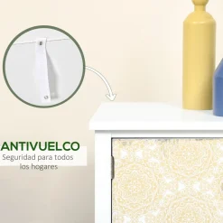 Cómoda Hortensia Homcom 2 cajones + 3 armarios blanco 80x68x34 cm