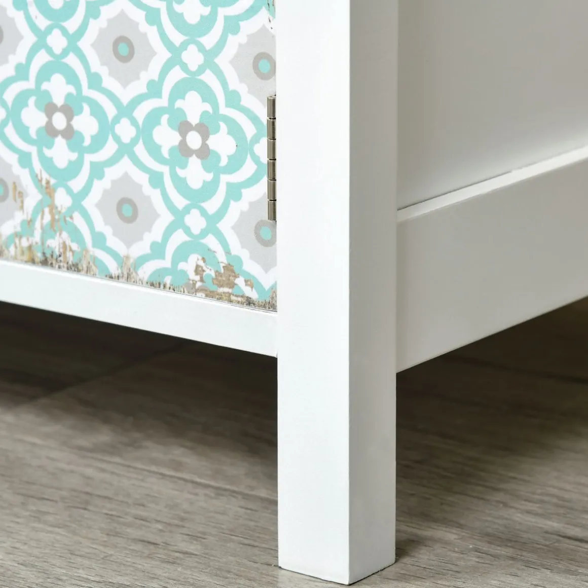 Cómoda Hortensia Homcom 2 cajones + 3 armarios blanco 80x68x34 cm