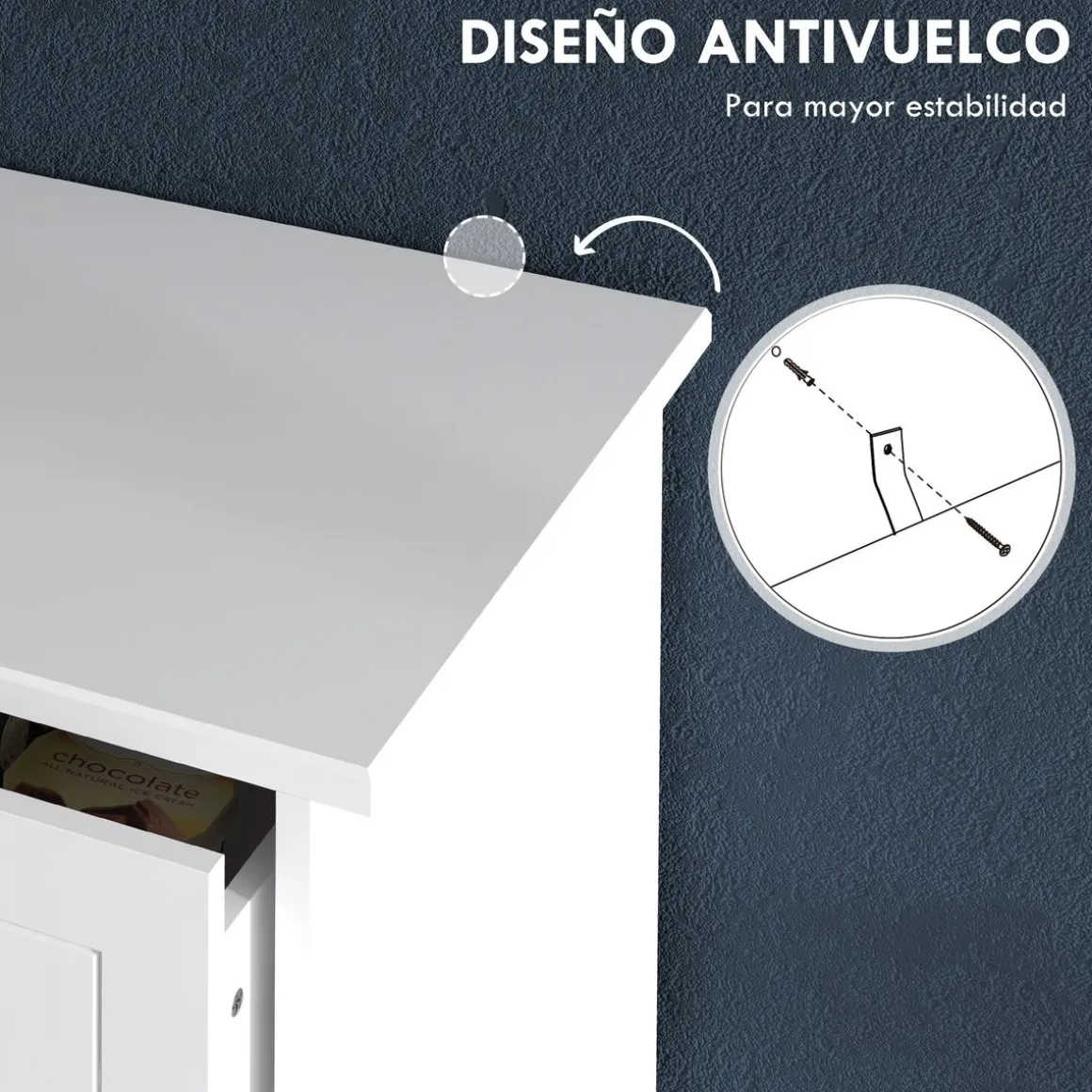 Cómoda Kalue Homcom 5 cajones blanco 91x74x40 cm