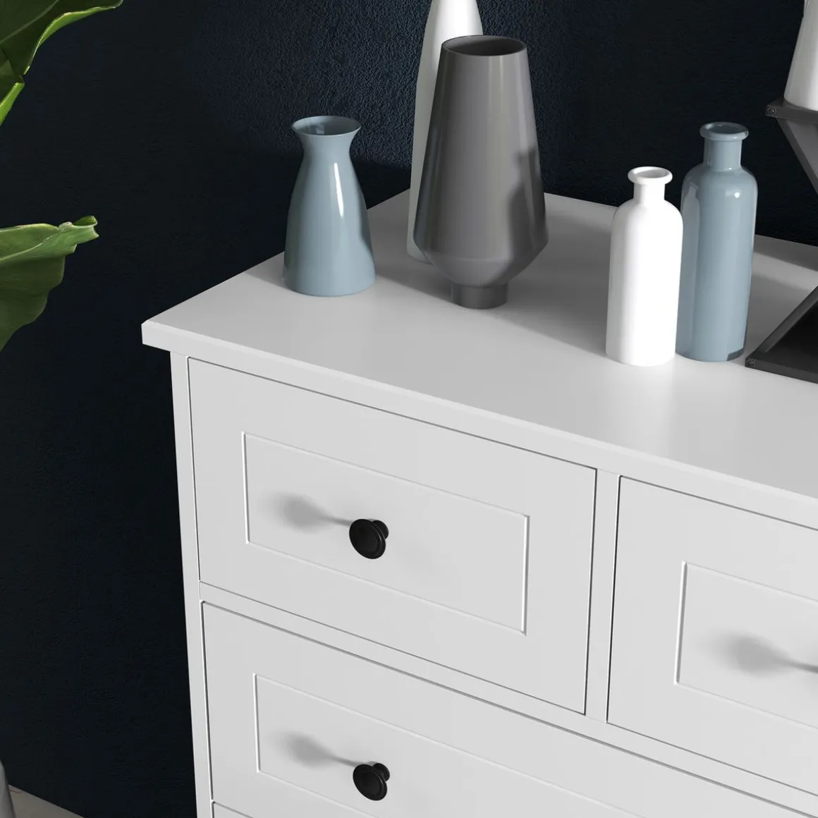 Cómoda Kalue Homcom 5 cajones blanco 91x74x40 cm