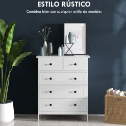 Cómoda Kalue Homcom 5 cajones blanco 91x74x40 cm
