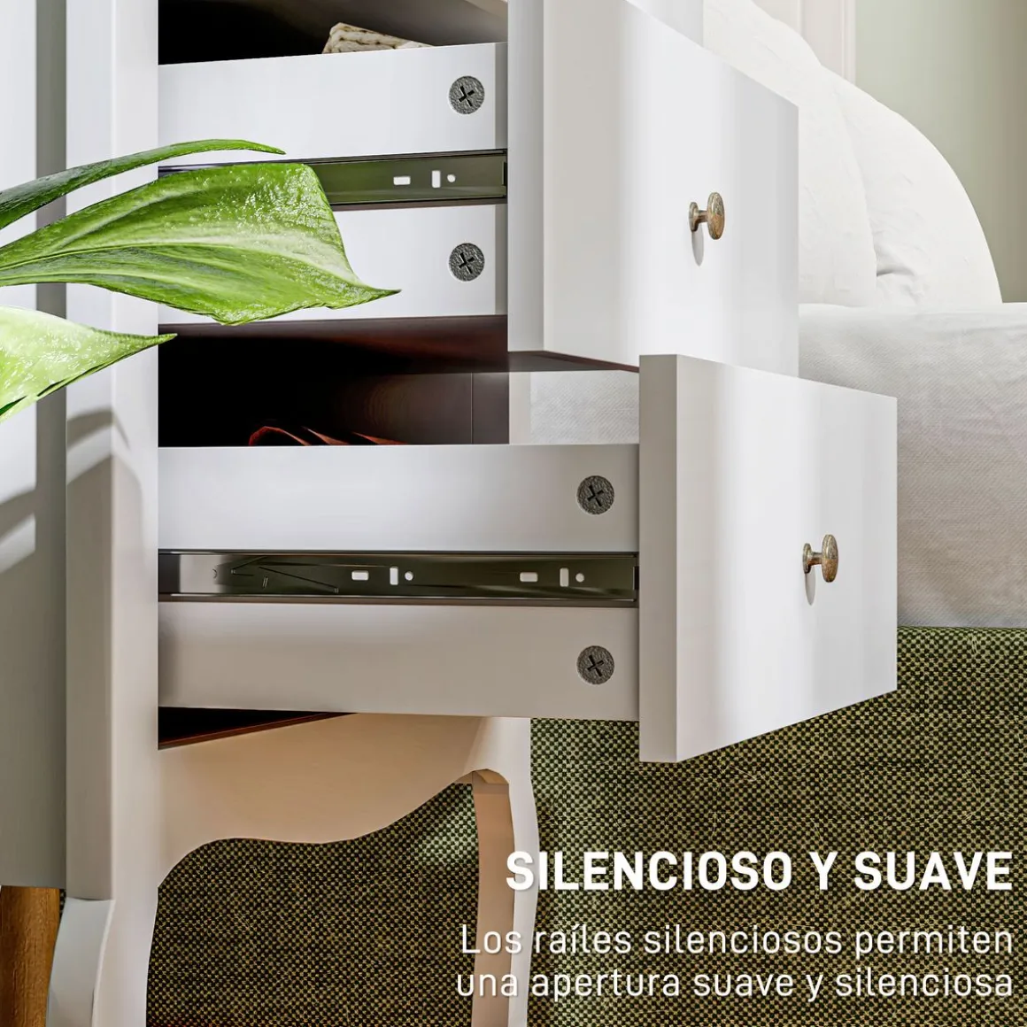 Cómoda Kiwita Homcom 4 cajones blanco 98,5x60x40 cm