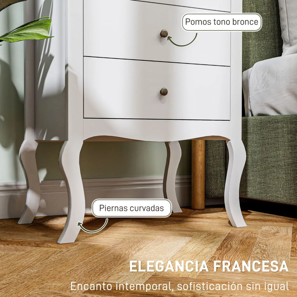 Cómoda Kiwita Homcom 4 cajones blanco 98,5x60x40 cm