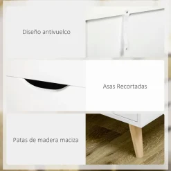 Cómoda Lisa Homcom 5 cajones diseño minimalista natural/blanco 77,5x60x40 cm