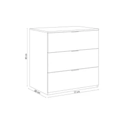 Cómoda Low Cost 3 cajones 80x77x38 cm