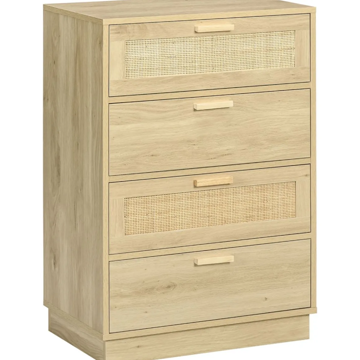 Cómoda Nassau Homcom 4 cajones estilo cannage natural 88,5x60x38 cm