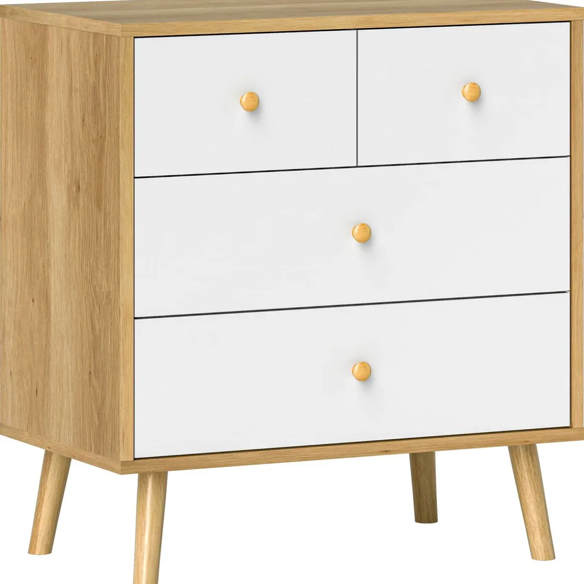 Cómoda Ónix Homcom 4 cajones blanco/natural 65x60x35 cm