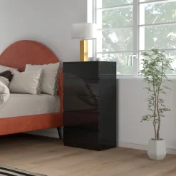 Cómoda Noche Homcom 5 cajones negro 100x55x34 cm