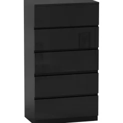 Cómoda Noche Homcom 5 cajones negro 100x55x34 cm