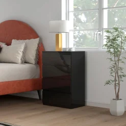 Cómoda Noche Homcom 4 cajones negro 80x55x34 cm