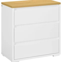 Cómoda Nube Homcom 3 cajones blanco/natural 75x70x37 cm