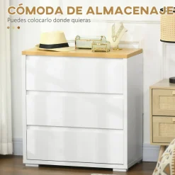 Cómoda Nube Homcom 3 cajones blanco/natural 75x70x37 cm