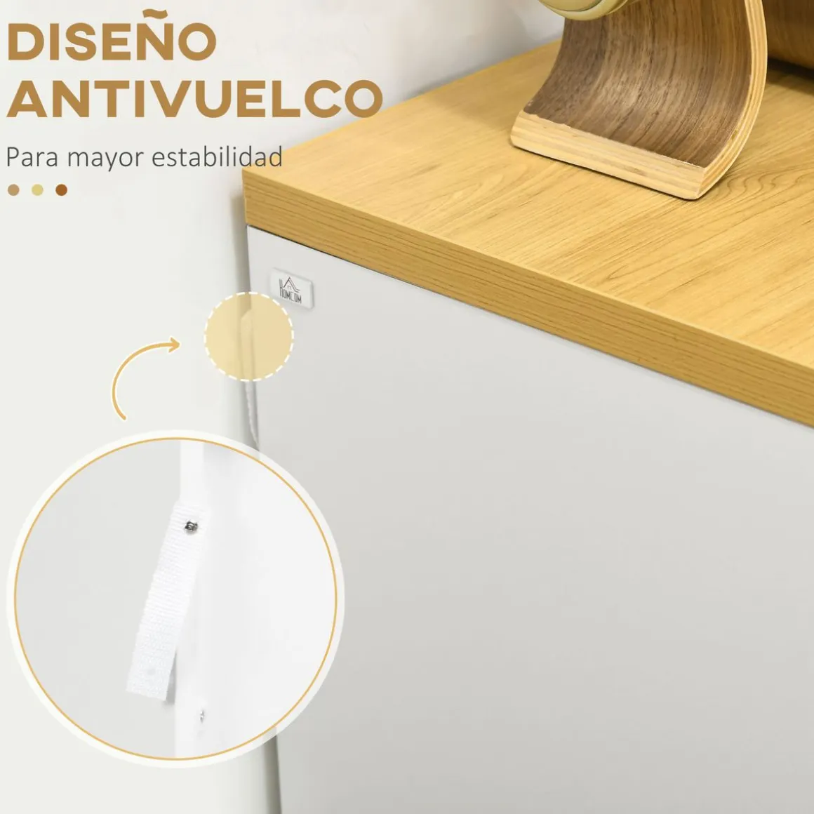 Cómoda Nube Homcom 3 cajones blanco/natural 75x70x37 cm
