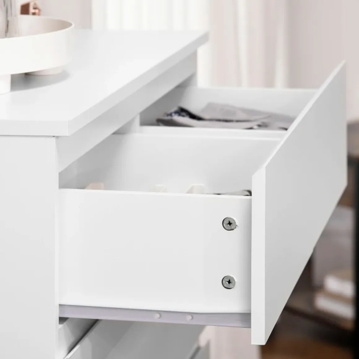 Cómoda Polinesia Homcom 6 cajones blanco 115x80x39 cm