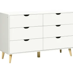 Cómoda Preston Homcom 6 cajones blanco 76x120x40 cm