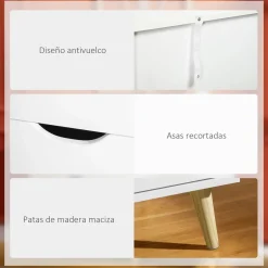 Cómoda Preston Homcom 6 cajones blanco 76x120x40 cm