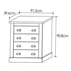 Cómoda Roncal 4 cajones 90,8x91,5x39,6 cm