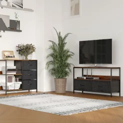 Cómoda Scala Homcom 3 cajones + 2 estantes marrón/gris 71x80x29 cm
