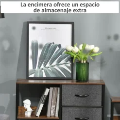 Cómoda Scala Homcom 3 cajones + 2 estantes marrón/gris 71x80x29 cm