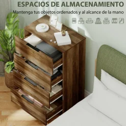 Cómoda Senda Homcom 4 cajones natural 105x62x35 cm