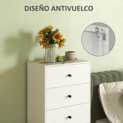 Cómoda Sora Homcom 5 cajones con tiradores beige 95x47x29 cm