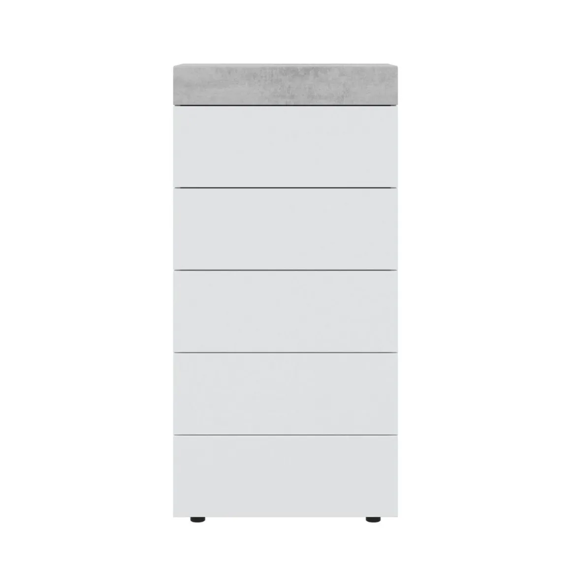 Cómoda Tekkan 5 cajones blanco/gris 118x61x40 cm