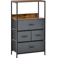 Cómoda Telar Homcom 4 cajones plegables gris 103x58x29 cm