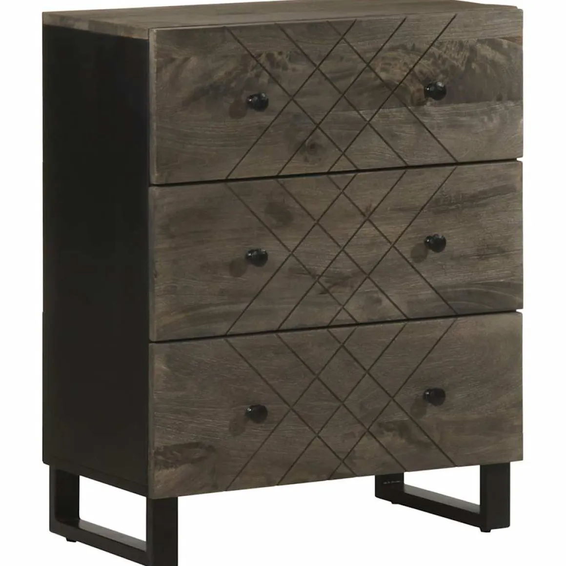 Cómoda Terma 3 cajones marrón oscuro 75x60x33 cm