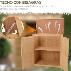 Cobertizo Caracol Outsunny 2 puertas techo abatible 88x74x43 cm