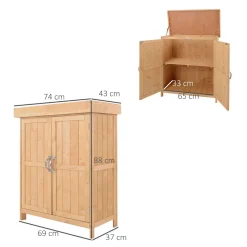 Cobertizo Caracol Outsunny 2 puertas techo abatible 88x74x43 cm