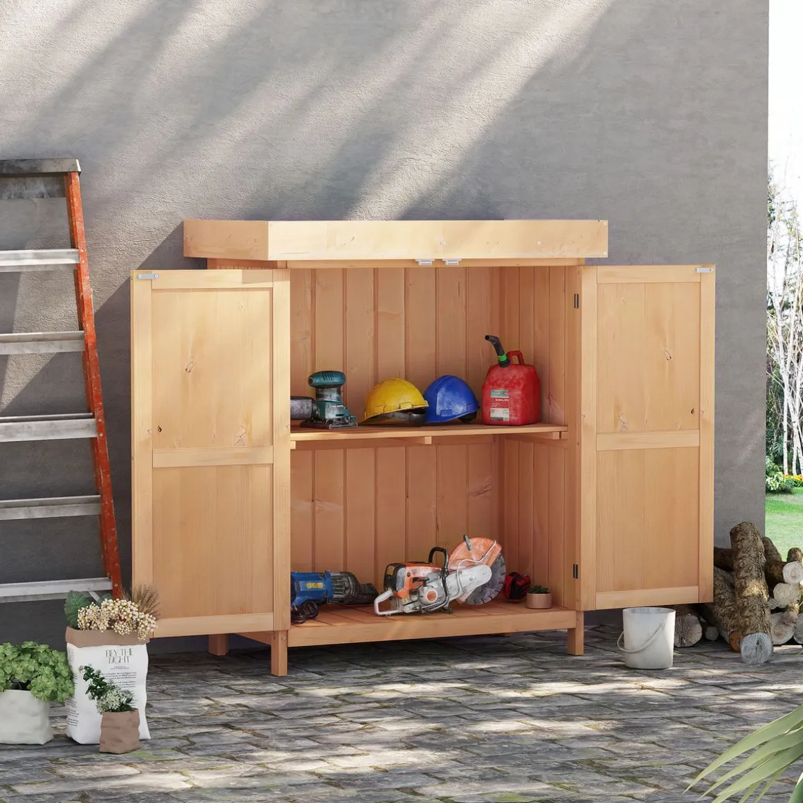 Cobertizo Caracol Outsunny 2 puertas techo abatible 88x74x43 cm