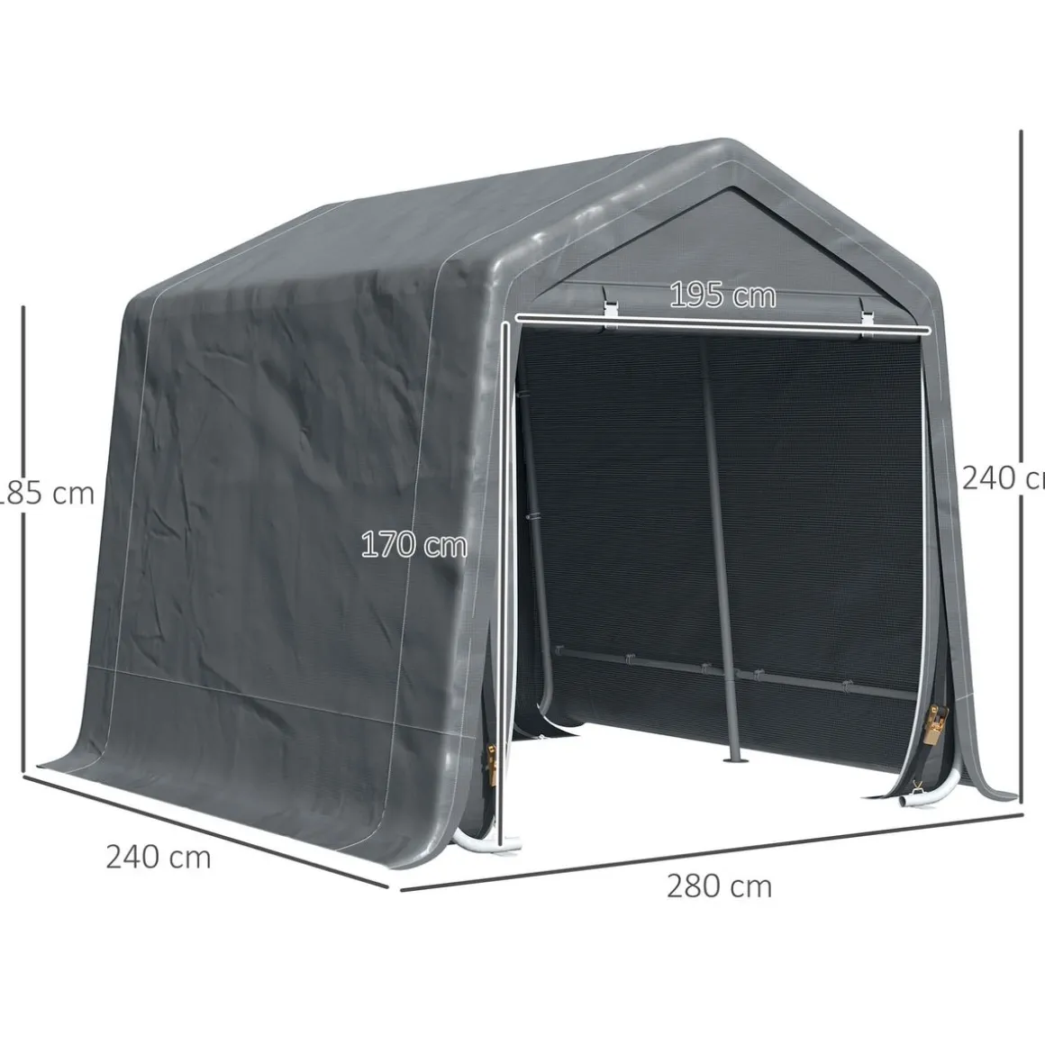 Cobertizo Caraz Outsunny lona impermeable 200x240x200 cm