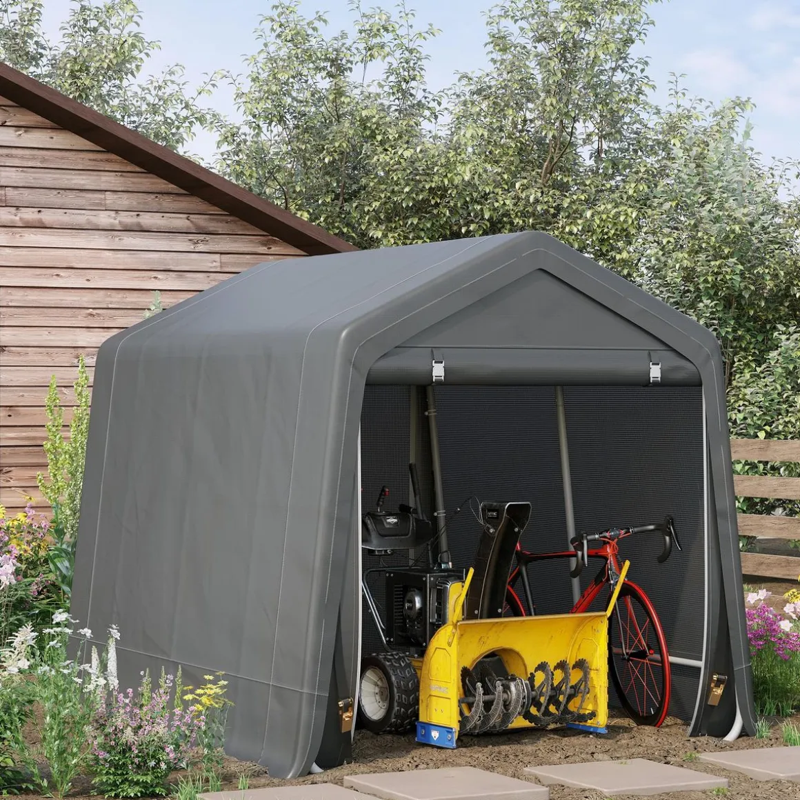 Cobertizo Caraz Outsunny lona impermeable 200x240x200 cm