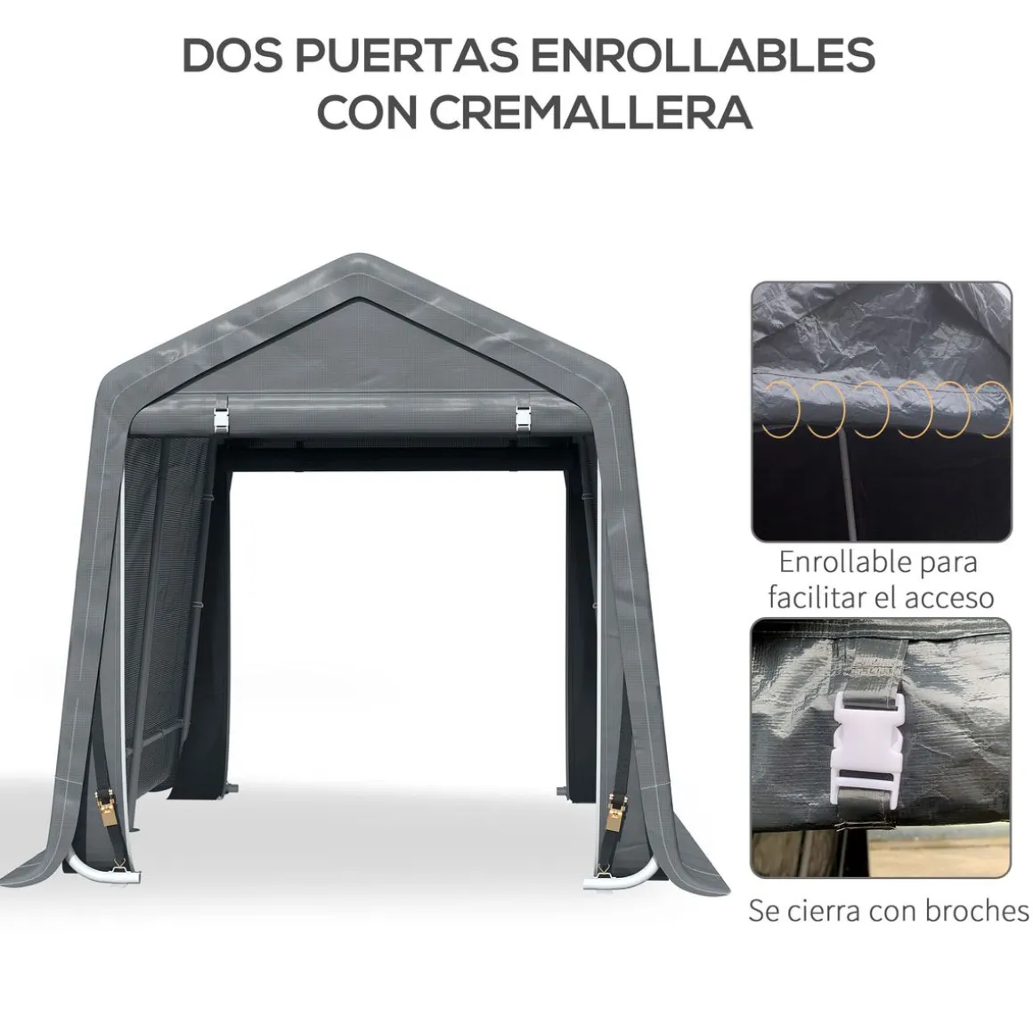 Cobertizo Caraz Outsunny lona impermeable 200x240x200 cm