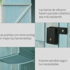 Cobertizo de almacenaje Outsunny 3 estantes + 2 puertas 179x77x54,2 cm