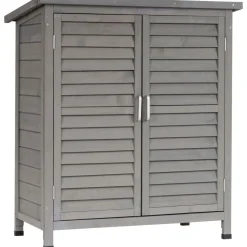 Cobertizo de jardín Jack Outsunny 2 puertas + 2 estantes interiores gris 96,5x87x46,5 cm