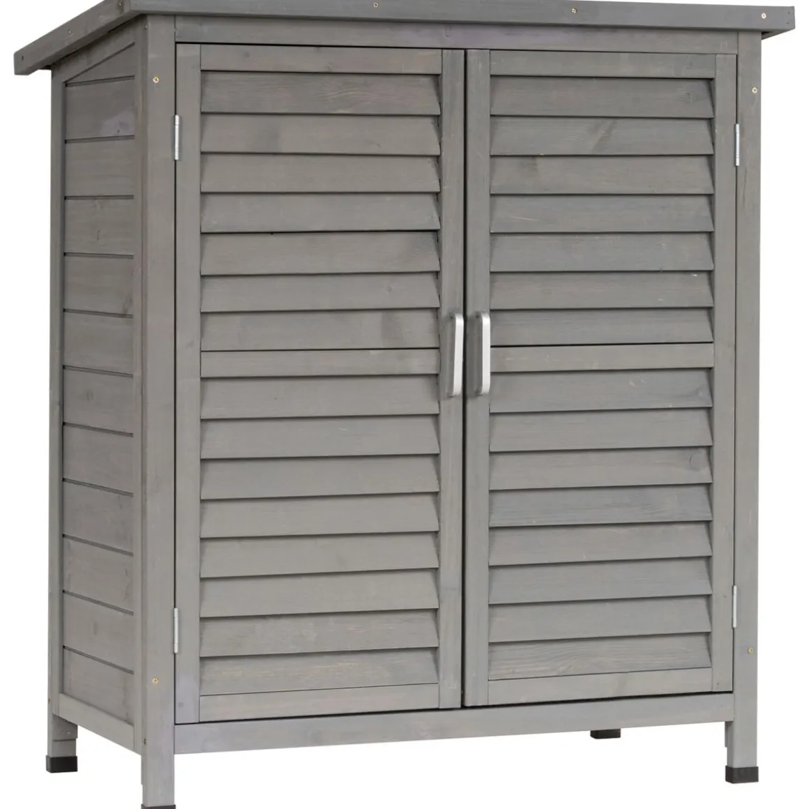 Cobertizo de jardín Jack Outsunny 2 puertas + 2 estantes interiores gris 96,5x87x46,5 cm