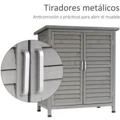 Cobertizo de jardín Jack Outsunny 2 puertas + 2 estantes interiores gris 96,5x87x46,5 cm
