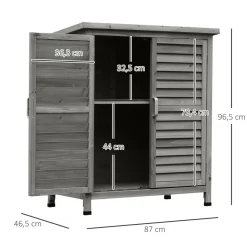 Cobertizo de jardín Jack Outsunny 2 puertas + 2 estantes interiores gris 96,5x87x46,5 cm